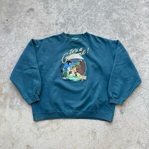 Vintage 90’s Big Dog  Golf ‘It’s a Gimme!’ Embroidered Crewneck Teal Sweater